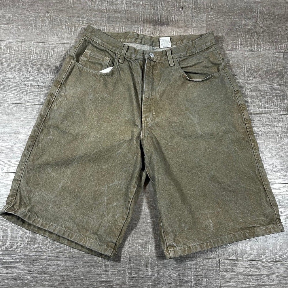 GALAPO Mens Khaki Denim Cargo Shorts Size‎ 34 Relaxed Fit Cotton